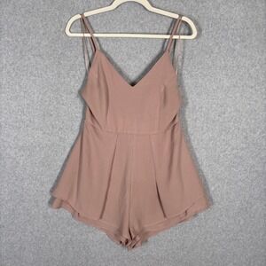 L'Atiste Romper Medium Tan Layered Back Tie Party Sexy Beachy‎ Neutral Minimal
